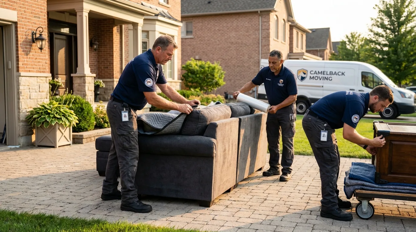 Large estate moving crew wrapping furniture in Hawkins, TX