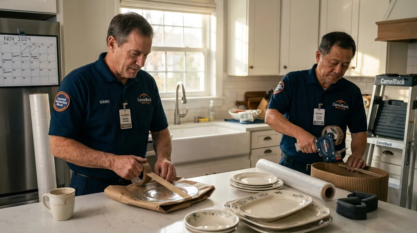 Professional crew packing kitchen dishware in Hawkins, TX